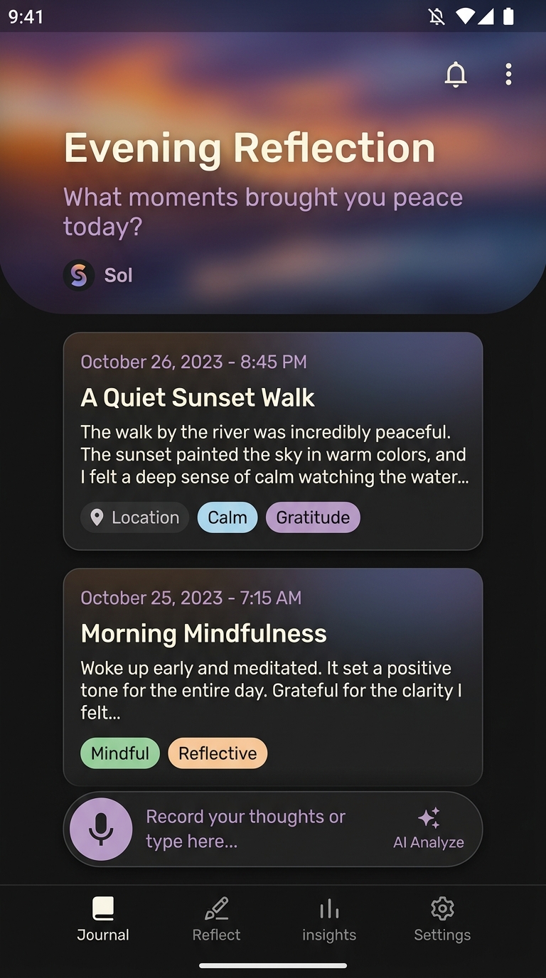 Sol App Circadian Home Screen